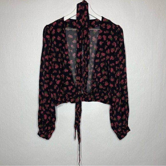 Lovers + Friends Floral Long Sleeve Wrap Tip Top - Picture 2 of 5